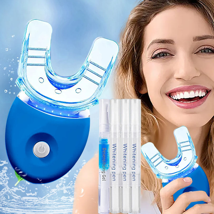 Professional Teeth Whitening Kit with 5X LED Light + 4 Pens & Mouth Tray