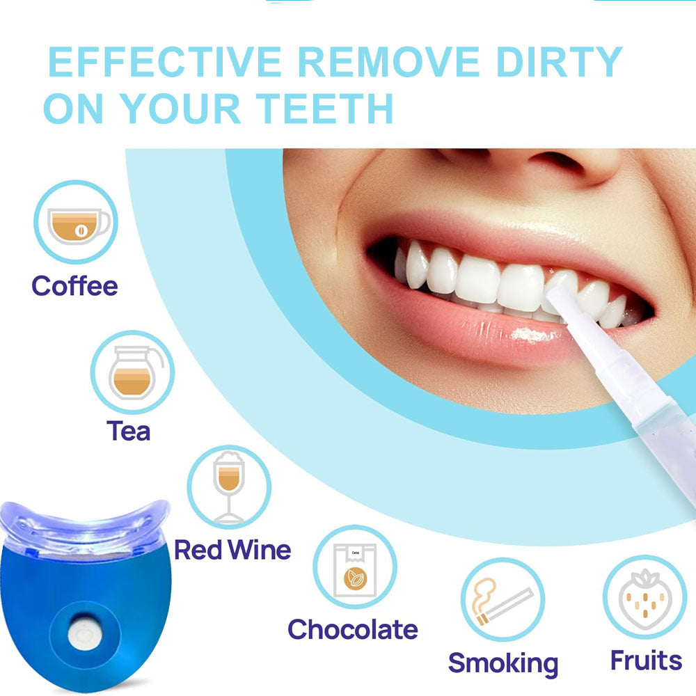Professional Teeth Whitening Kit with 5X LED Light + 4 Pens & Mouth Tray